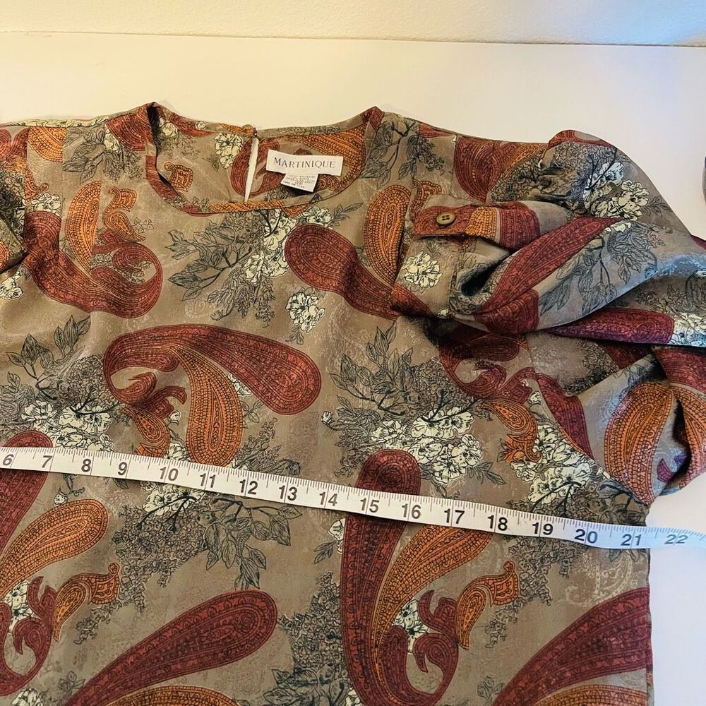 Vintage Martinique Paisley Floral Long Sleeve Blouse Size 14 - Picture 5 of 7